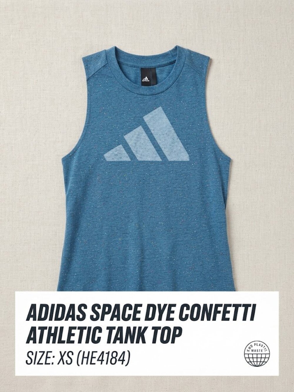 Adidas Blue Space Dye Confetti Speckled Athletic Tank Top XS HE4184